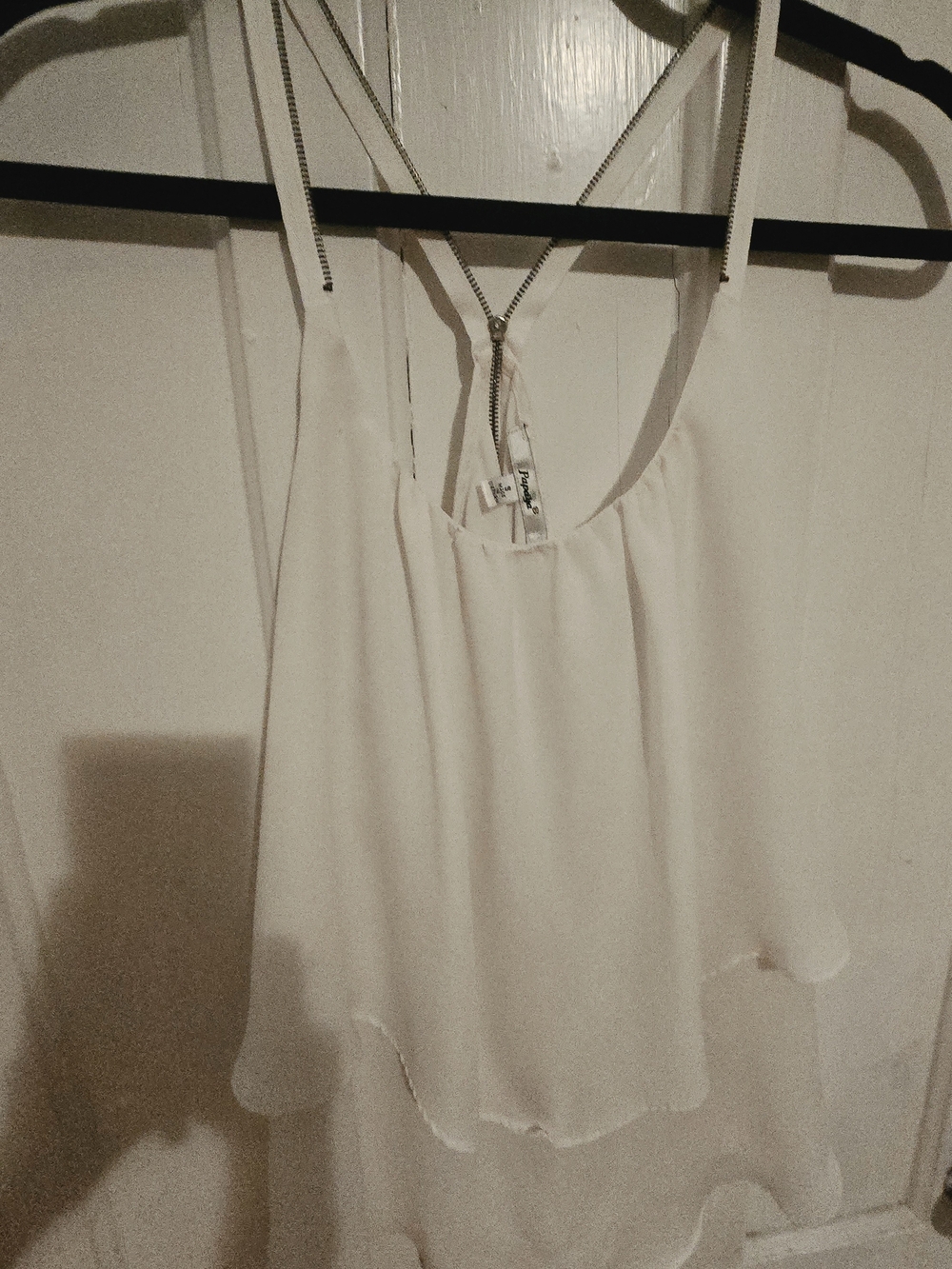 Papaya White Ruffle Hem Camisole Tank